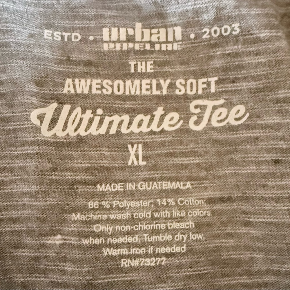 NWT- Urban Pipeline -Awesomely Soft Tee – Gray w/White Stripes – XL - Picture 3 of 3